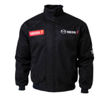Black jacket with Mazda logos on a white background
