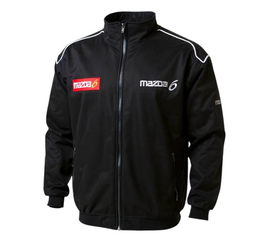 Black jacket with Mazda logos on a white background