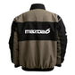 Brown and black jacket with 'mazda6' logo on a white background