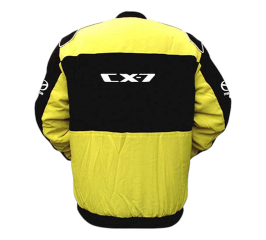 Yellow and black jacket with 'CX-7' logo on a white background