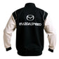 Black and white jacket with MazdaSpeed logo on a white background
