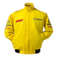 Yellow jacket with Mazda logos on a white background