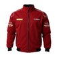 Red jacket with Mazda logos on a white background