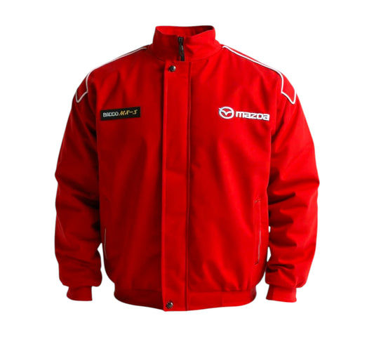 Red jacket with Mazda logo on a white background