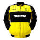 Yellow and black jacket with Mazda branding on a white background