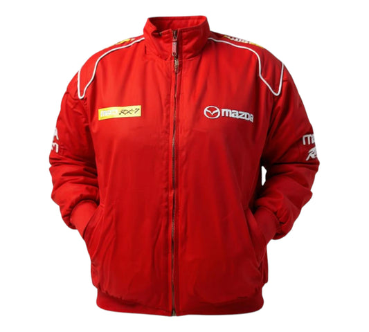 Red jacket with Mazda logo on a white background