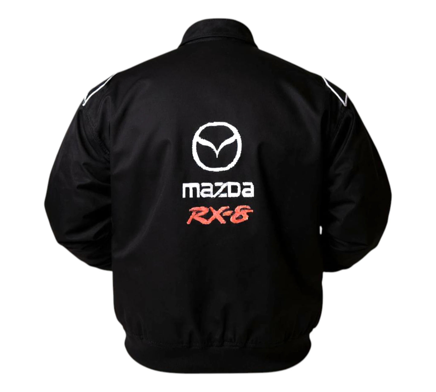 Black jacket with Mazda RX-8 logo on a white background