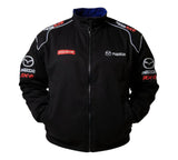Black jacket with Mazda logos on a white background
