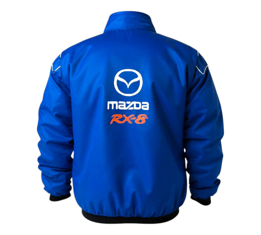 Blue jacket with Mazda RX-8 logo on a white background