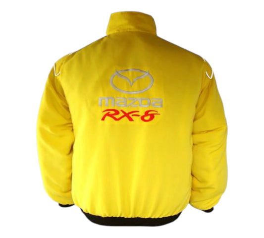 Yellow jacket with Mazda RX-8 logo on a white background