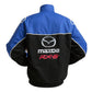 Blue and black jacket with Mazda RX-8 logo on a white background