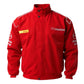 Red jacket with Mazda logos on a white background