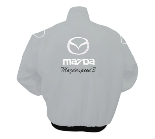 Gray jacket with Mazda logo and 'Mazdaspeed 3' text on a white background