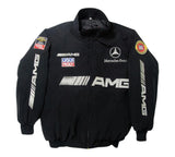 Black jacket with Mercedes-Benz and AMG logos on a white background