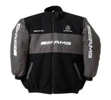 Black and gray jacket with Mercedes-AMG logos on a white background