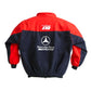 Red and navy jacket with Mercedes-Benz AMG logo on a white background