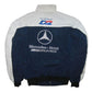 Navy and white jacket with Mercedes-Benz logo on a white background
