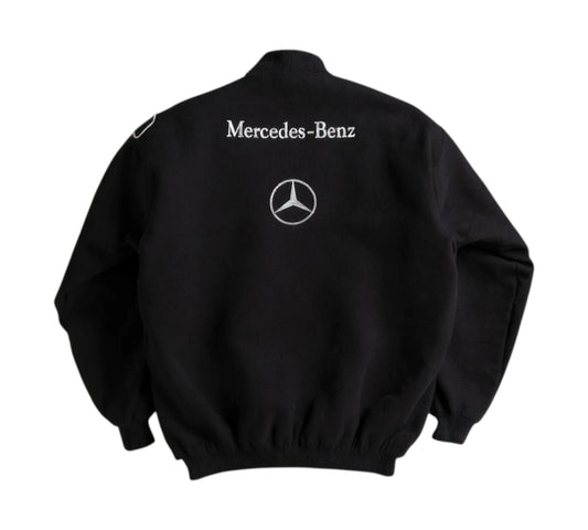 Black jacket with Mercedes-Benz logo on a white background