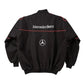Black Mercedes-Benz jacket with logo on a white background
