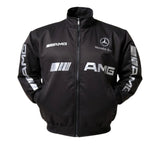 Black jacket with Mercedes-AMG logos on a white background