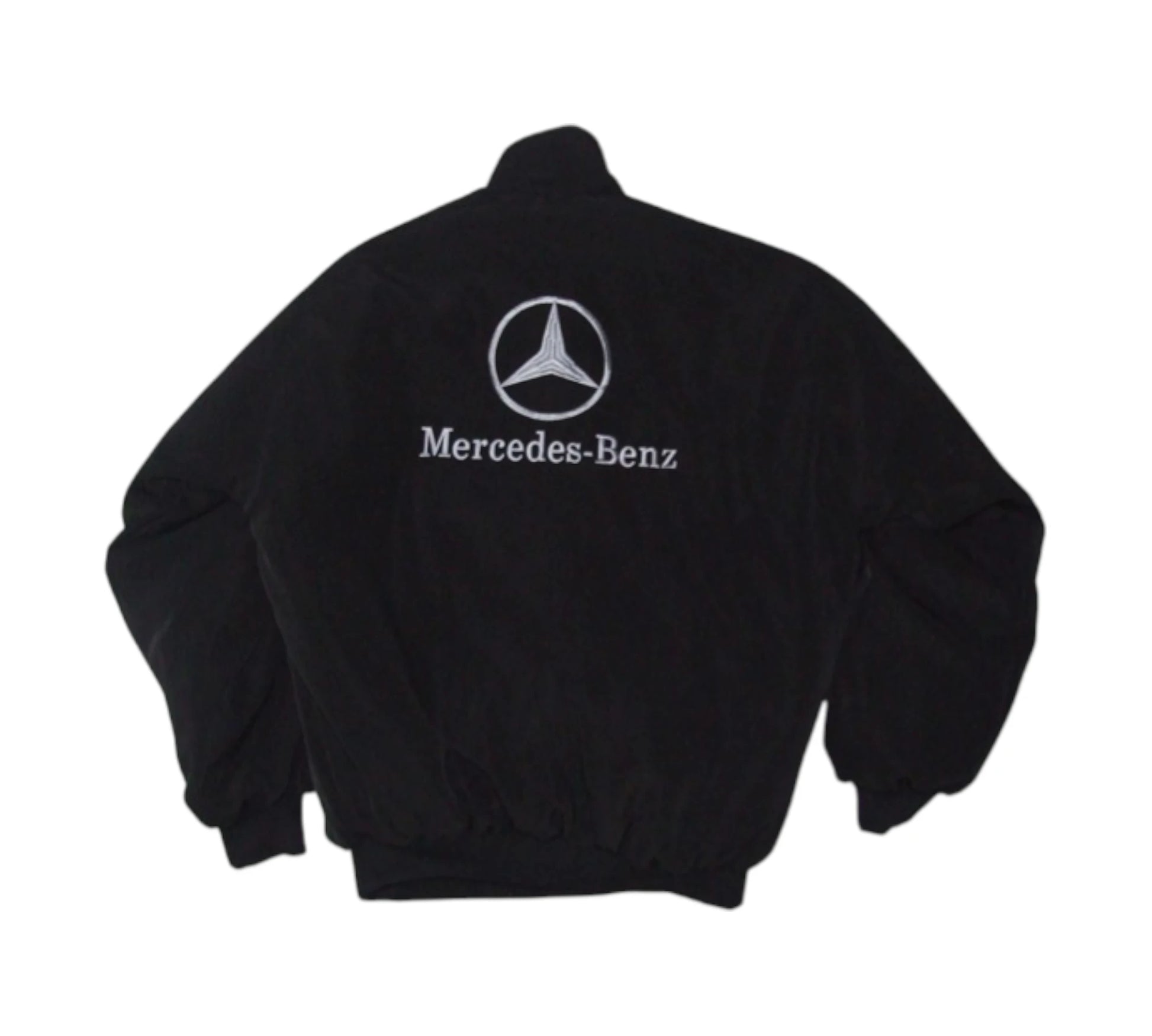 Black jacket with Mercedes-Benz logo on a white background