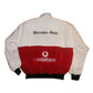 White and red jacket with Mercedes-Benz and Vodafone logos on a white background