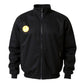Black jacket with a yellow emblem on the chest against a white background