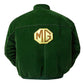 Green jacket with MG logo on the back against a white background