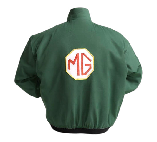 Green jacket with MG logo on a white background