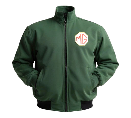 Green jacket with MG logo on a white background