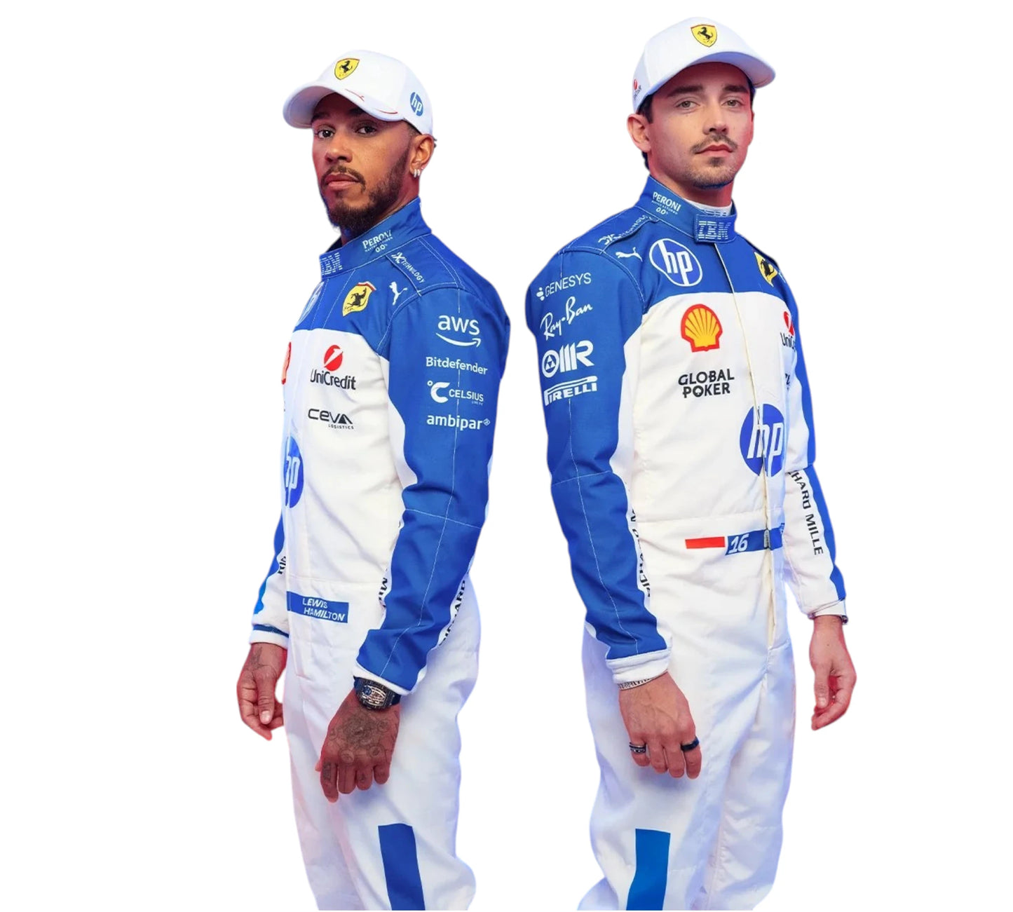 New 2025 Scuderia Ferrari HP Miami Grand Prix Charles Leclerc & Lewis Hamilton F1 Team 