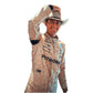 Person wearing a racing suit with 'Petráona' and 'OMP' logos on a white background