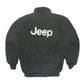 Black jacket with 'Jeep' logo on the back against a white background