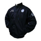 Black jacket with logos on a white background