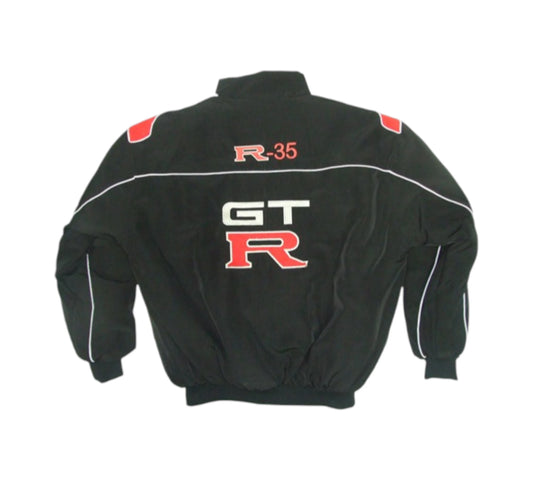 Black jacket with 'R-35' and 'GTR' logos on a white background