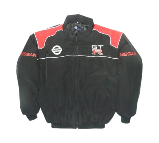 Black jacket with red and white accents featuring Nissan and GT-R logos on a white background.