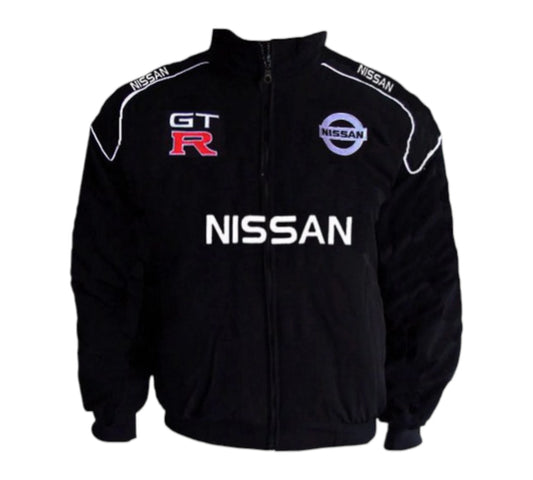 Black jacket with Nissan and GT R logos on a white background