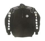 Black jacket with Nissan logos on a white background