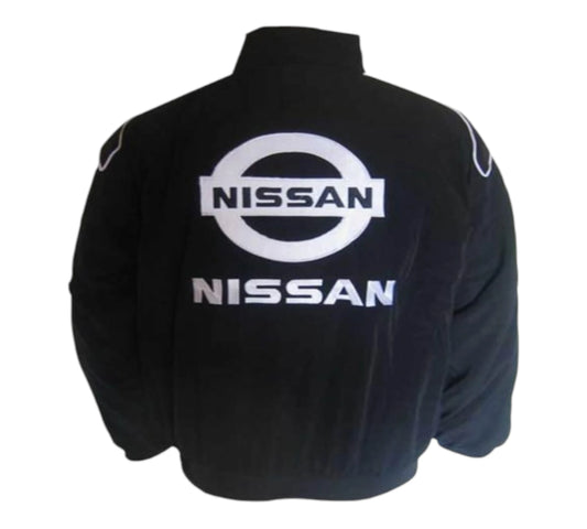 Black jacket with Nissan logo on a white background