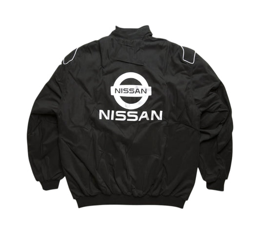 Black jacket with Nissan logo on a white background