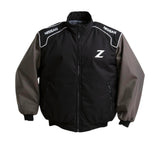 Black and gray jacket with Nissan and Z logo on a white background