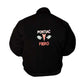 Black jacket with Pontiac Fiero logo on a white background