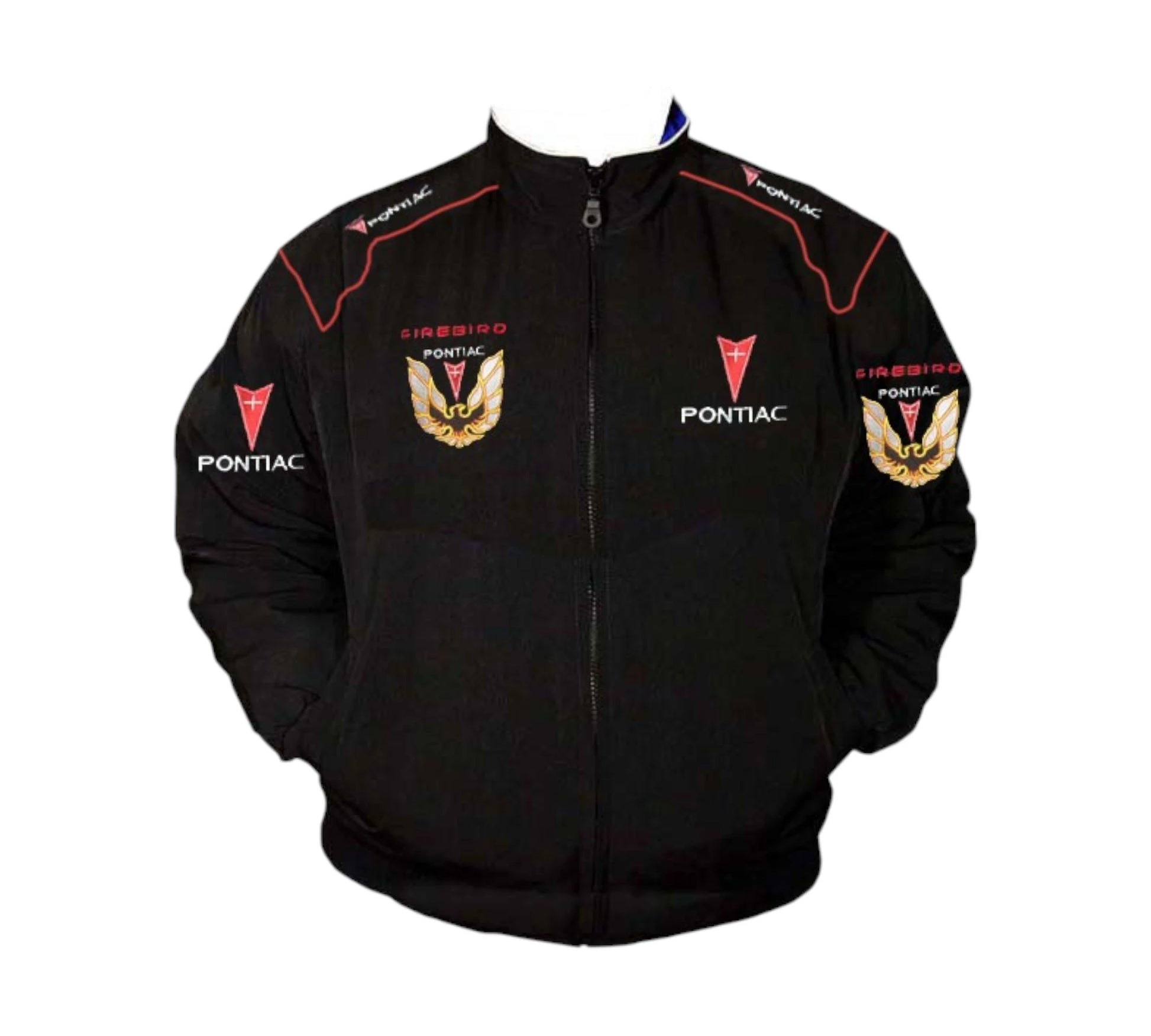 Red Pontiac racing jacket on a white background