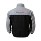 Red and black jacket with 'Solstice' branding on a white background