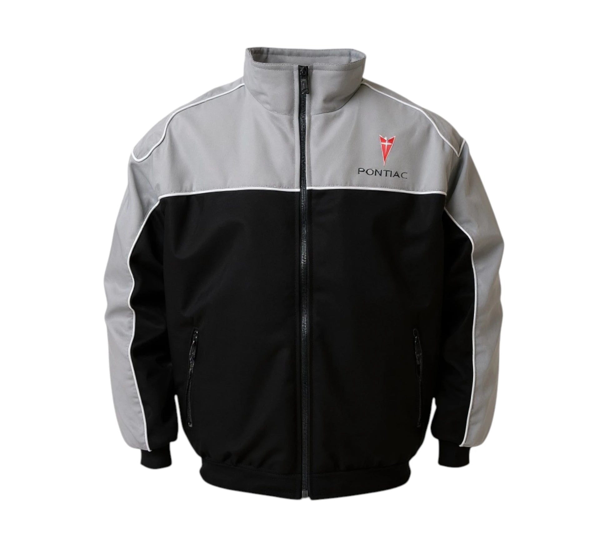 Red and black jacket with 'Pontiac' and 'Solstice' text on a white background