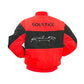 Red and black jacket with 'SOLSTICE' branding on a white background