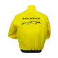 Yellow jacket with 'SOLSTICE' and car silhouette on a white background