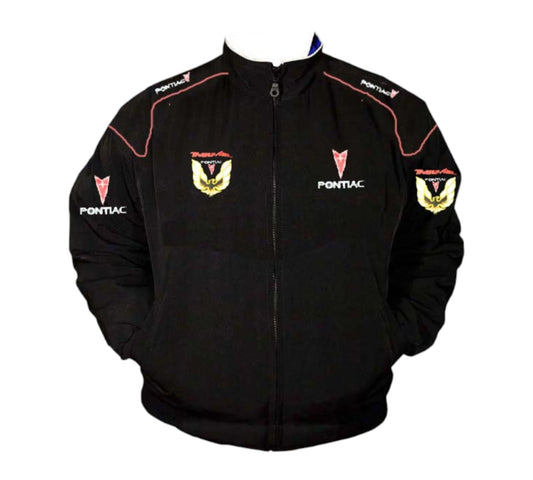 Black jacket with Pontiac logos on a white background