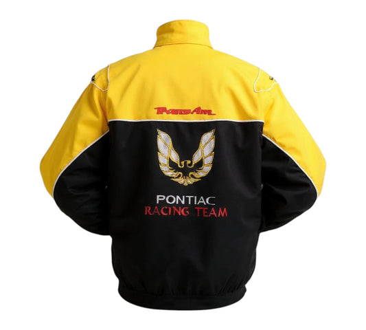 Yellow and black jacket with Pontiac Racing Team logo on a white background
