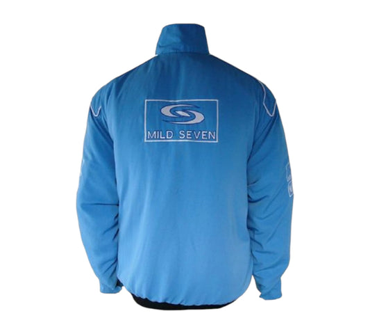 White racing jacket with ING, Renault, and Elf logos on a white background